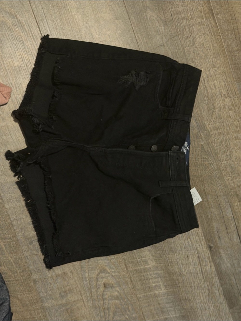 Hollister Black Distressed High-Rise Denim Shorts